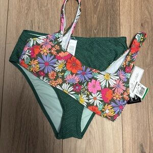 Cupshe NWT M olive sparkle textured bottom NWT L Salt Cove olive floral bikini